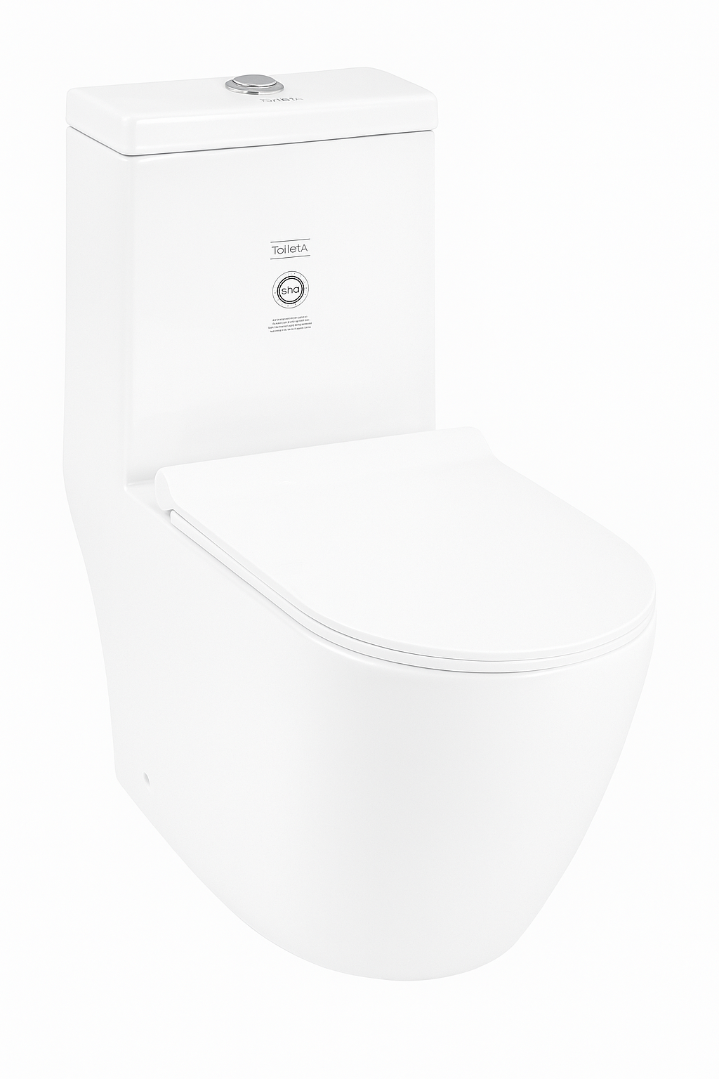 Compact Modern One-Piece Toilet – Dual-Flush 3/6L, Soft-Close Seat, Gloss White