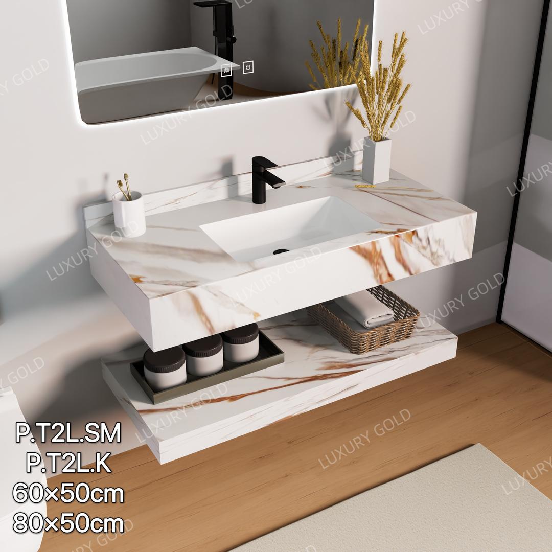 Basin Cabinet with Smart LED Mirror – 60cm, 80cm, 100cm, 120cm, 140cm – Porcelain Slab Material
