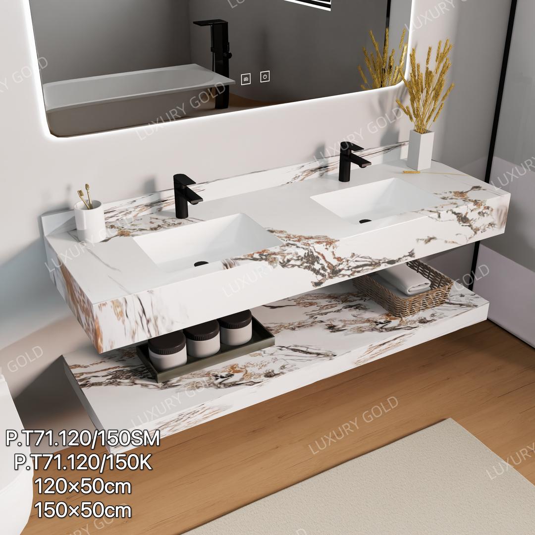 Basin Cabinet with Smart LED Mirror – 60cm, 80cm, 100cm, 120cm, 140cm – Porcelain Slab Material