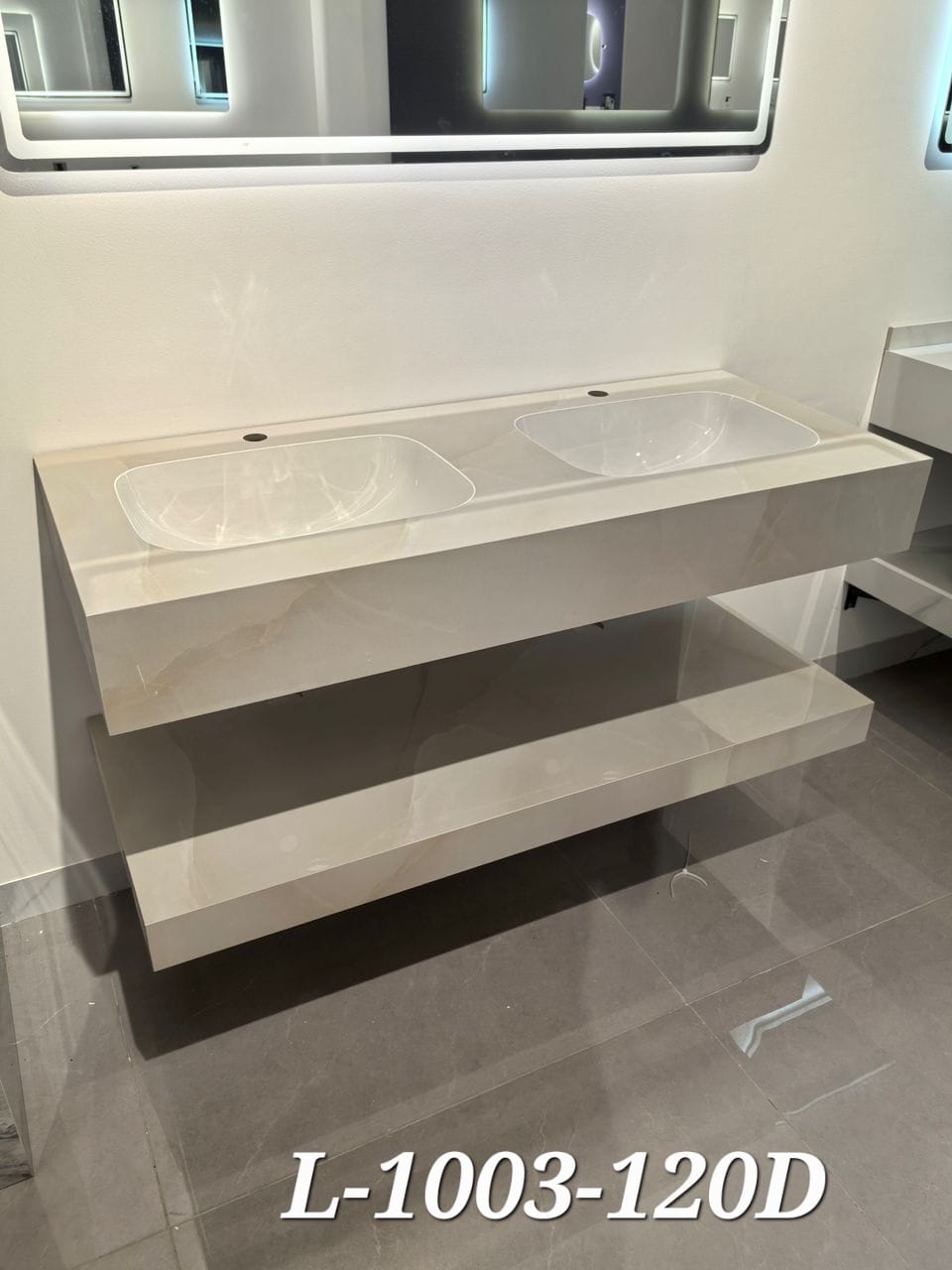 Basin Cabinet with Smart LED Mirror – 60cm, 80cm, 100cm, 120cm, 140cm – Porcelain Slab Material