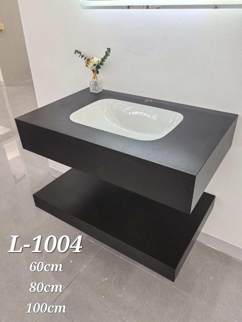 Basin Cabinet with Smart LED Mirror – 60cm, 80cm, 100cm, 120cm, 140cm – Porcelain Slab Material