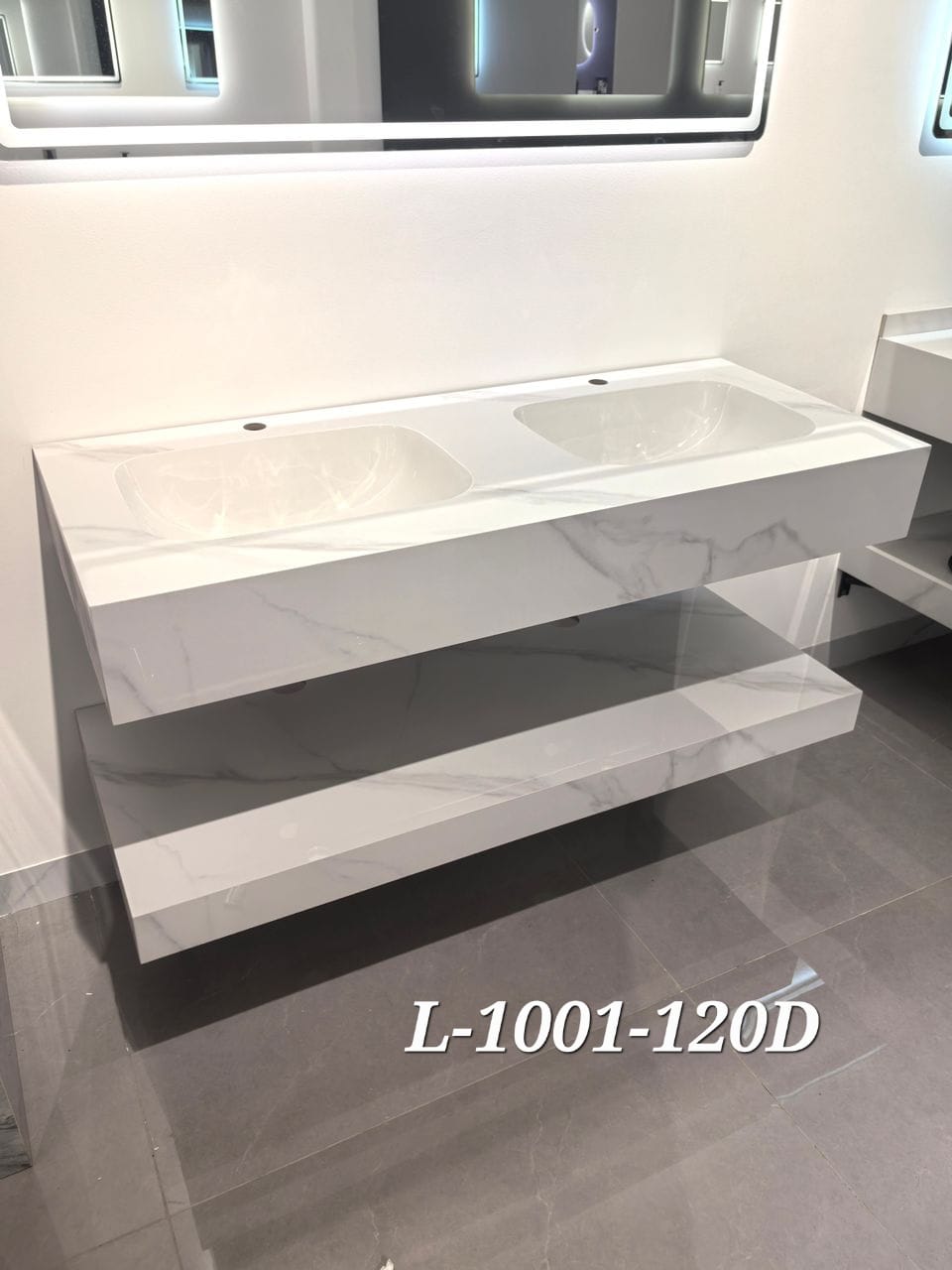 Basin Cabinet with Smart LED Mirror – 60cm, 80cm, 100cm, 120cm, 140cm – Porcelain Slab Material