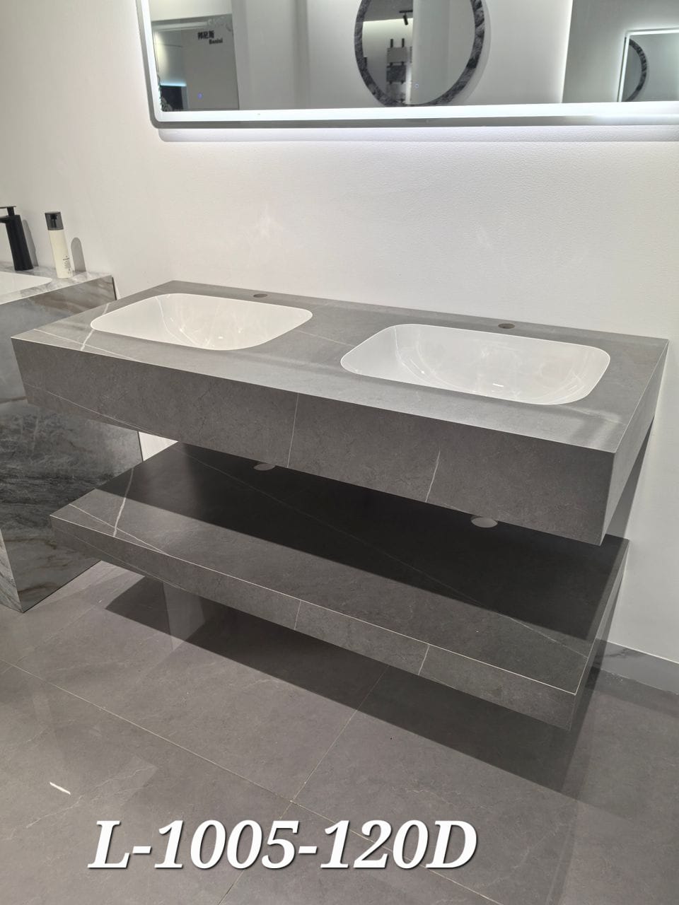 Basin Cabinet with Smart LED Mirror – 60cm, 80cm, 100cm, 120cm, 140cm – Porcelain Slab Material
