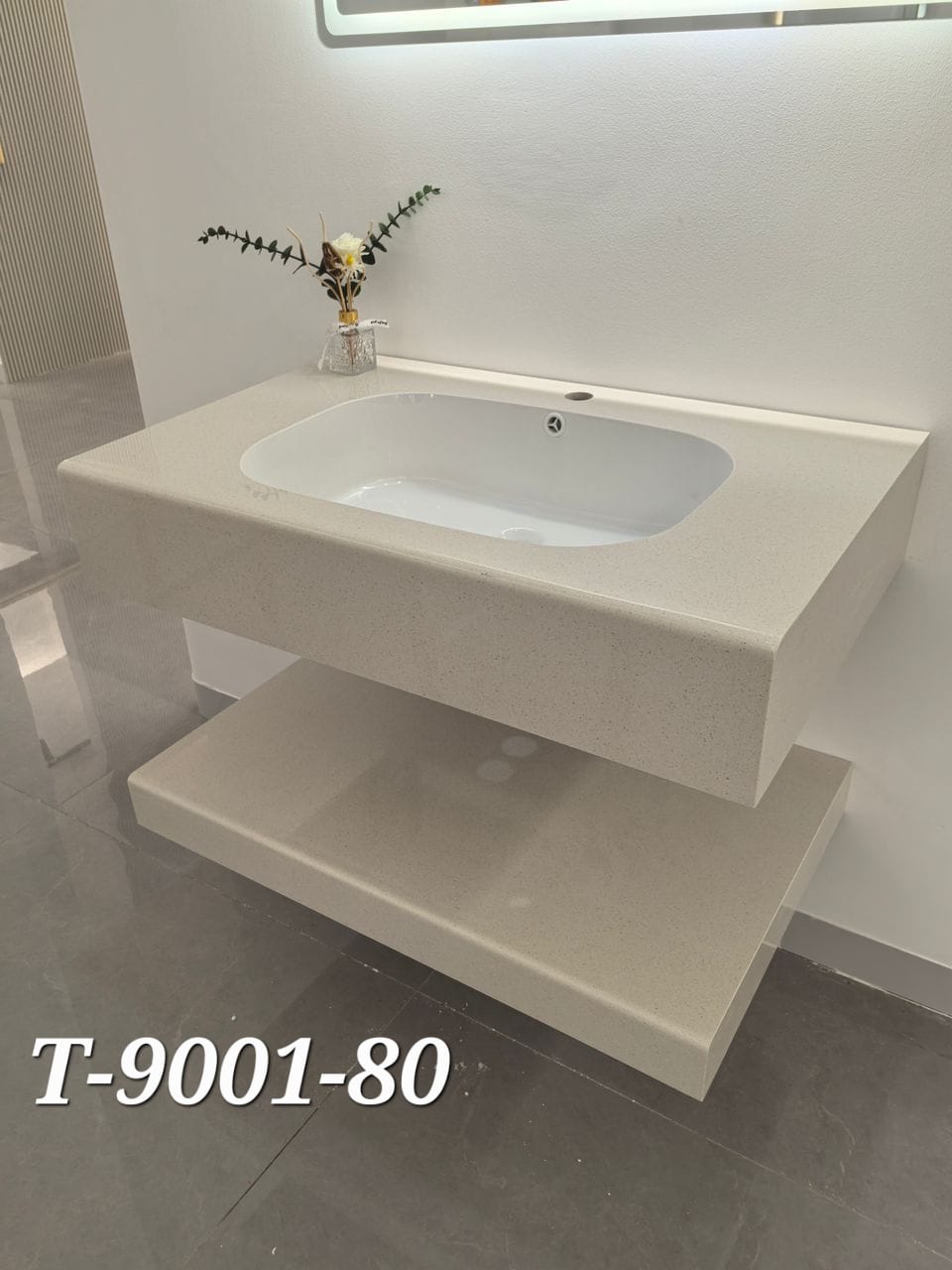Basin Cabinet with Smart LED Mirror – 60cm, 80cm, 100cm, 120cm, 140cm – Porcelain Slab Material