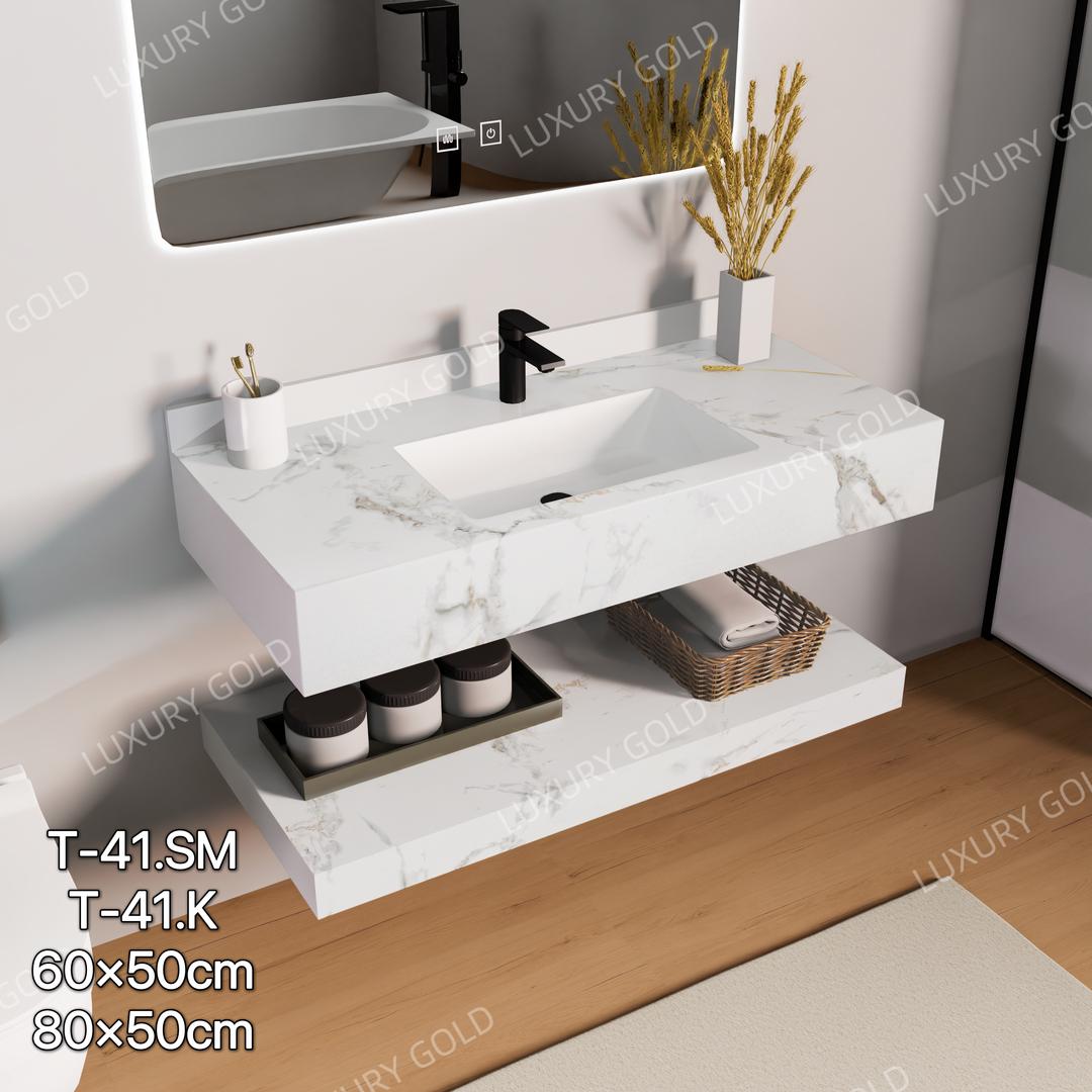 Basin Cabinet with Smart LED Mirror – 60cm, 80cm, 100cm, 120cm, 140cm – Porcelain Slab Material