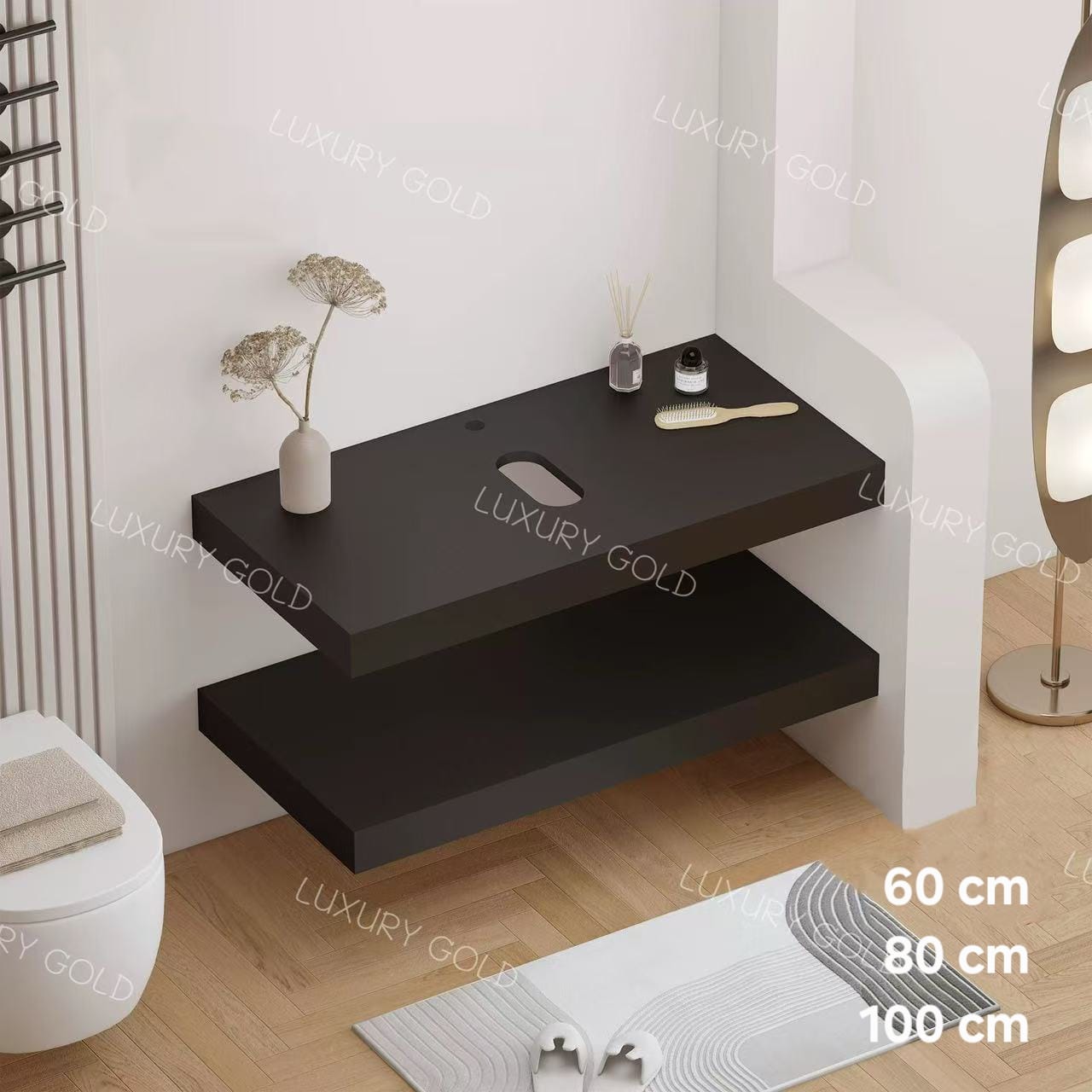 Basin Cabinet with Smart LED Mirror – 60cm, 80cm, 100cm, 120cm, 140cm – Porcelain Slab Material