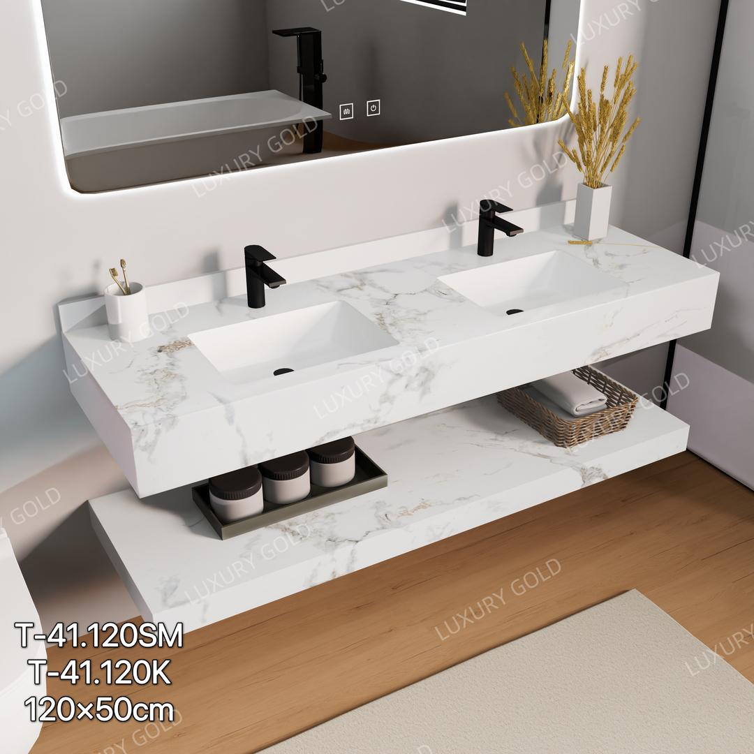 Basin Cabinet with Smart LED Mirror – 60cm, 80cm, 100cm, 120cm, 140cm – Porcelain Slab Material