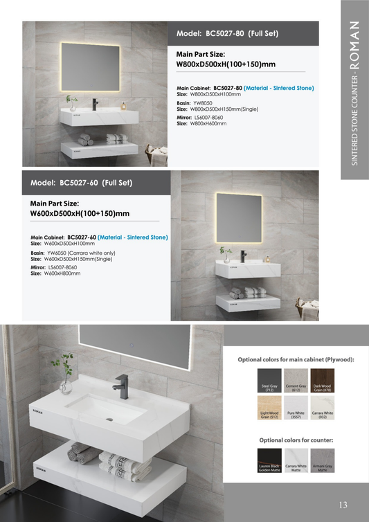 Roman UAE Brand Sintered Stone Seamless Basin Counter – Sleek & Durable
