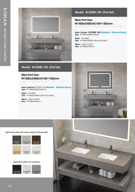 Roman UAE Brand Sintered Stone Seamless Basin Counter – Sleek & Durable