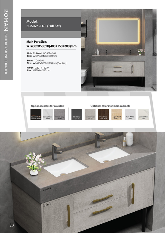 Roman UAE Brand Sintered Stone Seamless Basin Counter – Sleek & Durable