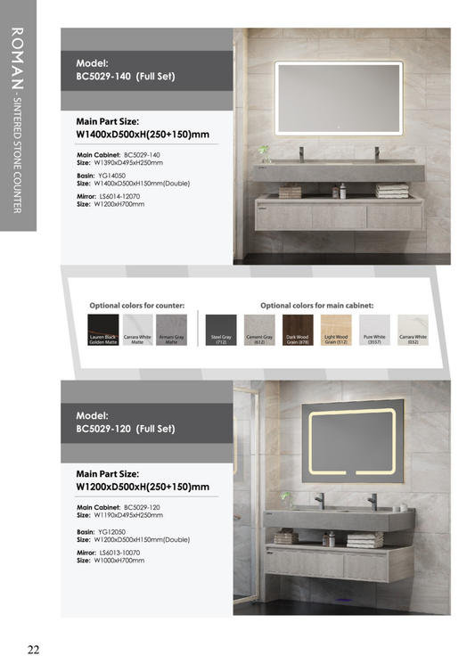 Roman UAE Brand Sintered Stone Seamless Basin Counter – Sleek & Durable
