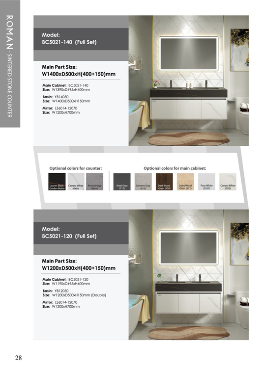 Roman UAE Brand Sintered Stone Seamless Basin Counter – Sleek & Durable
