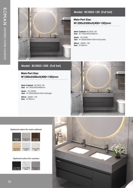 Roman UAE Brand Sintered Stone Seamless Basin Counter – Sleek & Durable