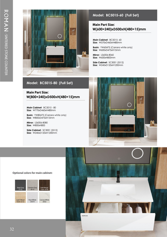Roman UAE Brand Sintered Stone Seamless Basin Counter – Sleek & Durable