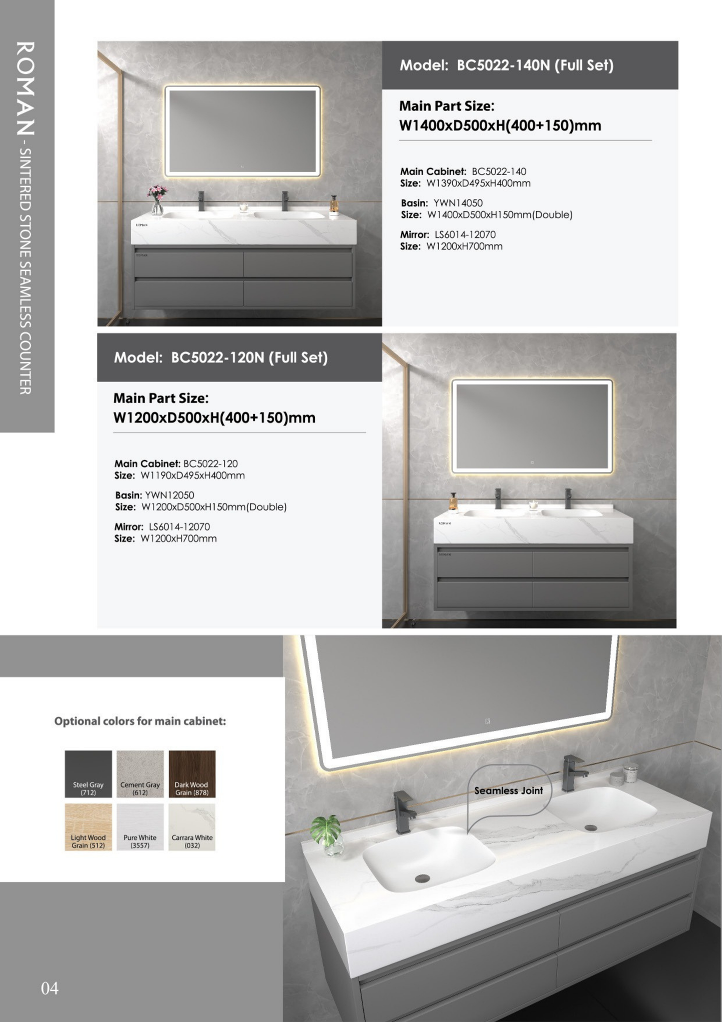 Roman UAE Brand Sintered Stone Seamless Basin Counter – Sleek & Durable