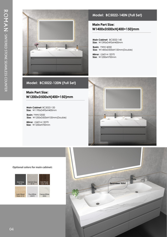 Roman UAE Brand Sintered Stone Seamless Basin Counter – Sleek & Durable
