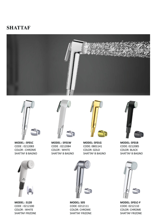 Luxury Italian Shattaf – Black, Chrome & Gold | 5-Year Warranty