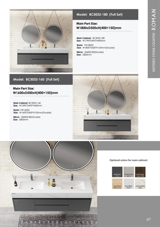 Roman UAE Brand Sintered Stone Seamless Basin Counter – Sleek & Durable