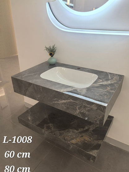 Basin Cabinet with Smart LED Mirror – 60cm, 80cm, 100cm, 120cm, 140cm – Porcelain Slab Material
