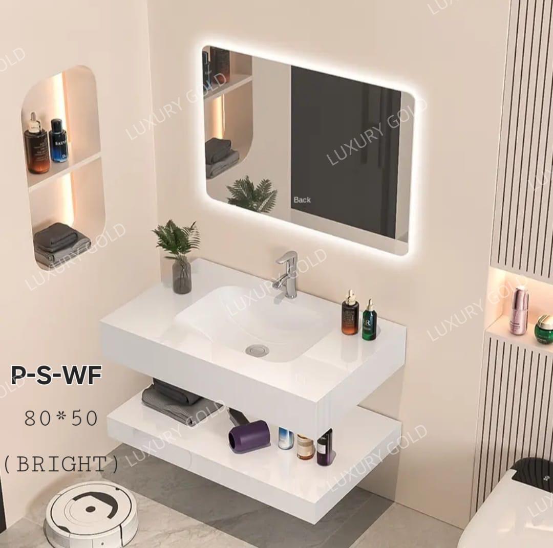 Basin Cabinet with Smart LED Mirror – 60cm, 80cm, 100cm, 120cm, 140cm – Porcelain Slab Material
