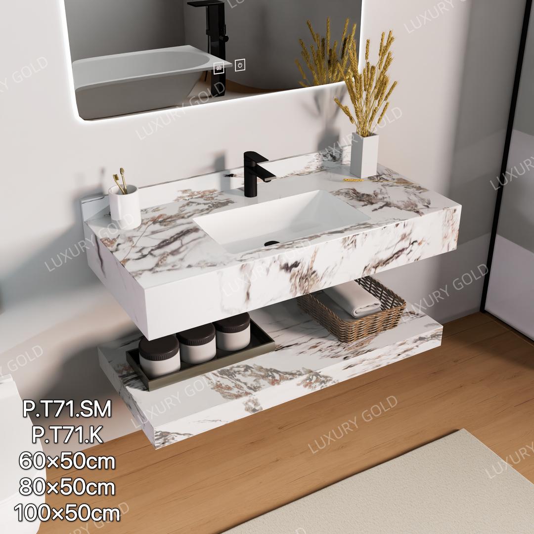 Basin Cabinet with Smart LED Mirror – 60cm, 80cm, 100cm, 120cm, 140cm – Porcelain Slab Material
