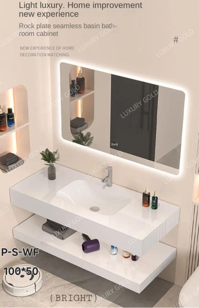 Basin Cabinet with Smart LED Mirror – 60cm, 80cm, 100cm, 120cm, 140cm – Porcelain Slab Material