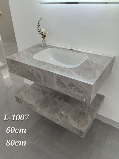 Basin Cabinet with Smart LED Mirror – 60cm, 80cm, 100cm, 120cm, 140cm – Porcelain Slab Material